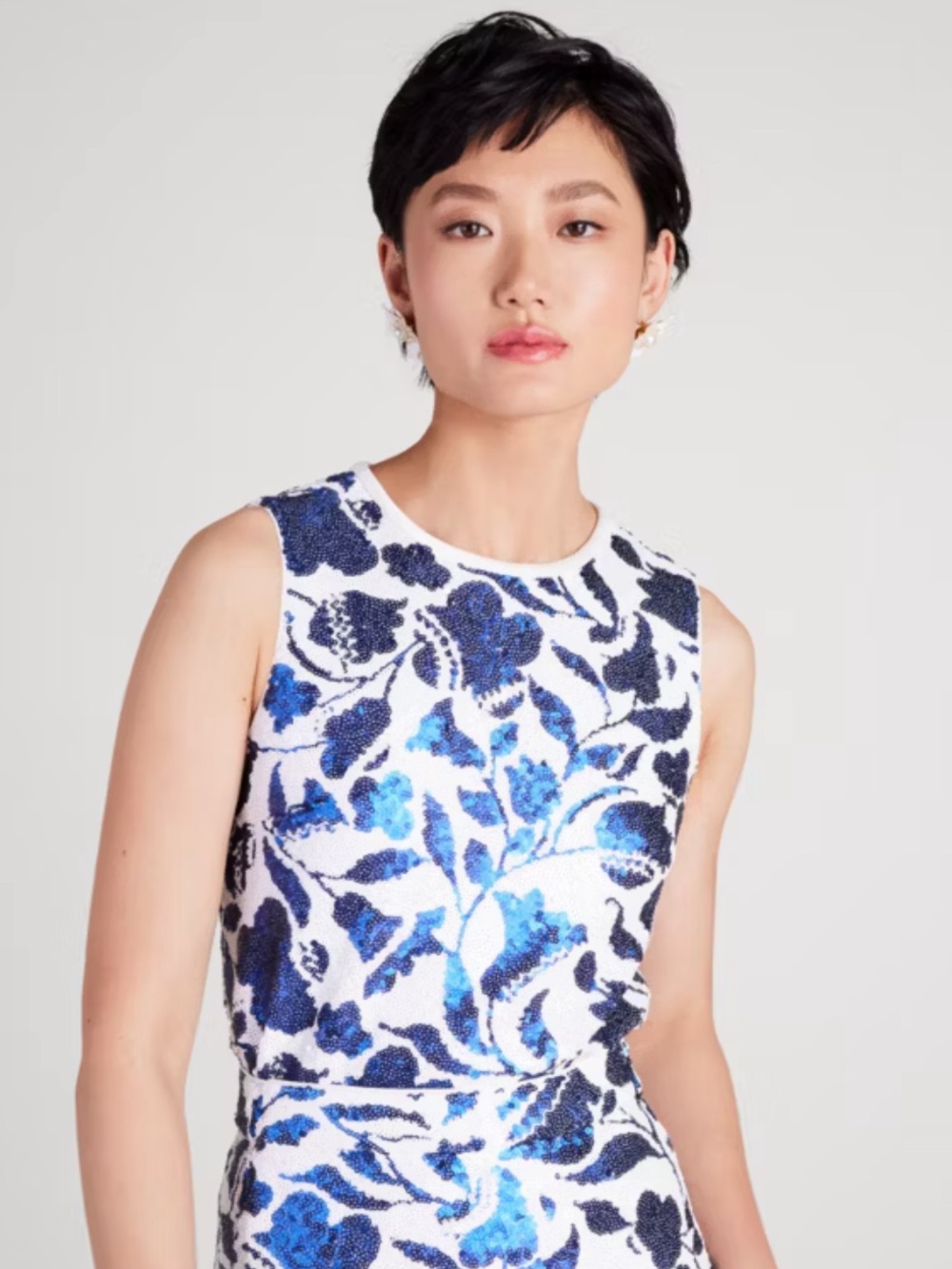 kate spade White and Blue Floral Sleeveless Top for Spring